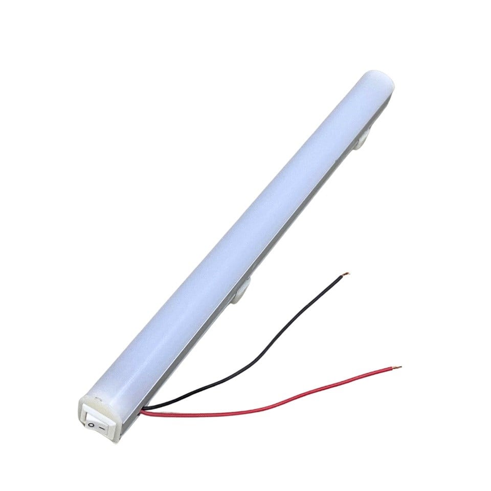 12V FLORESAN TAVAN LAMBASI LEDLİ ANAHTARLI SARI (BUZLU CAM) (30 CM)