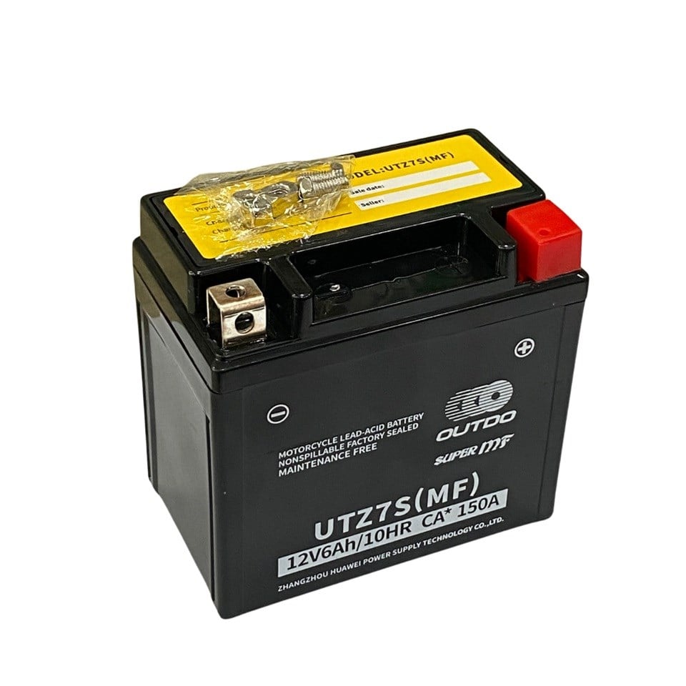 OUTDO 12V 6 AH MOTOSİKLET AKÜSÜ AGM TECH 150 A (EN) (113*70*107) (YTZ7S) (UTZ7S-MF) (2.02 KG)