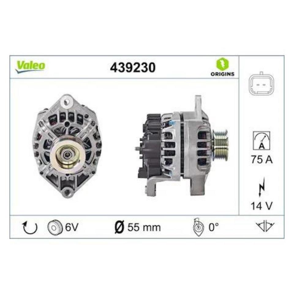VALEO 12V ALTERNATÖR DİNAMO 75 A (SOKETLİ) (L) RENAULT CLIO/MEGANE/KANGOO 1.9