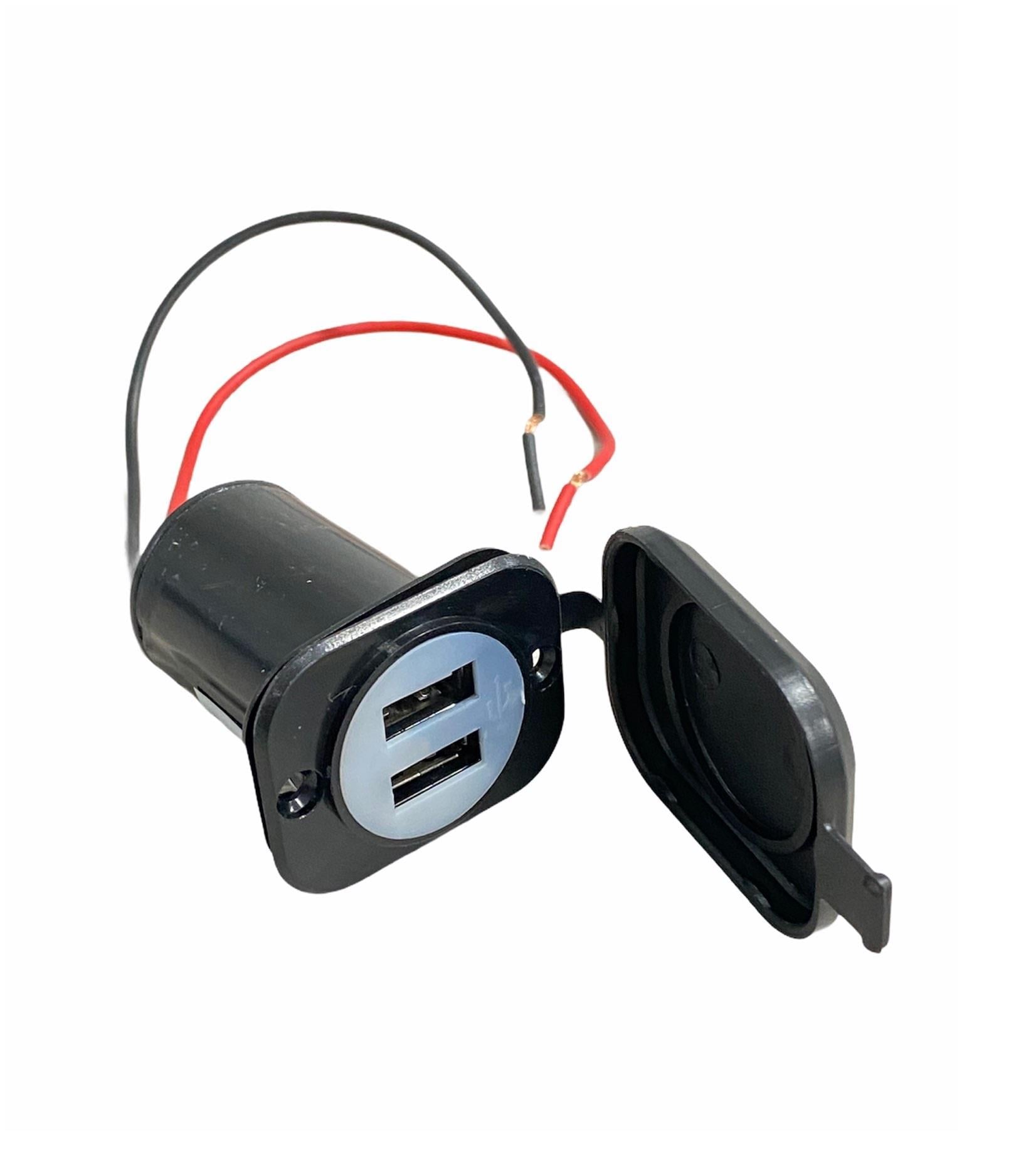 12V-24V TELEFON ŞARJ CİHAZI (USB X 2) (2.1A X 2) (KAPAKLI) (28 MM)