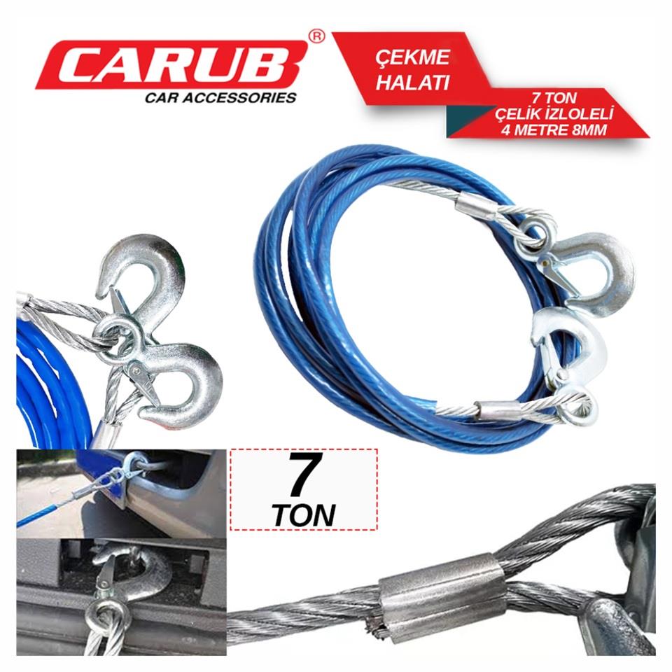 ÇEKME HALATI ÇELİK 8 MM (İZOLELİ) (7 TON) (4 MT)