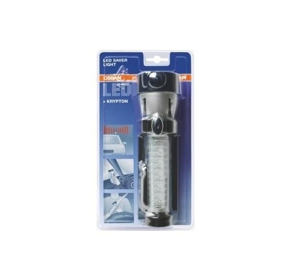 OSRAM EL FENERİ AMPULLU (KRİPTON IŞIĞI) (12 LEDLİ UYARI IŞIKLI) MIKNATISLI CAM KIRMA ÇEKİÇLİ (PİLLİ)