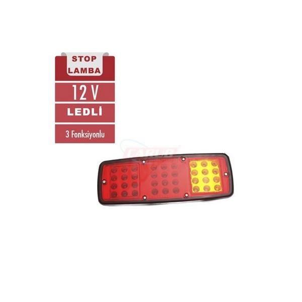 12V STOP LAMBASI (LEDLİ) (3 FONKSİYONLU) (KIRMIZI-SARI) (280*100 MM)