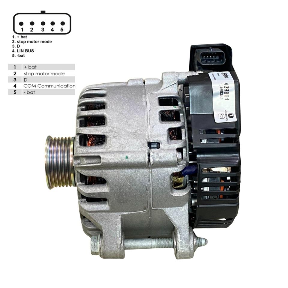 VALEO 12V ALTERNATÖR DİNAMO 210 A (LIN) (5 FİŞ) (START-STOP) CITROEN-PEUGEOT 2009 >