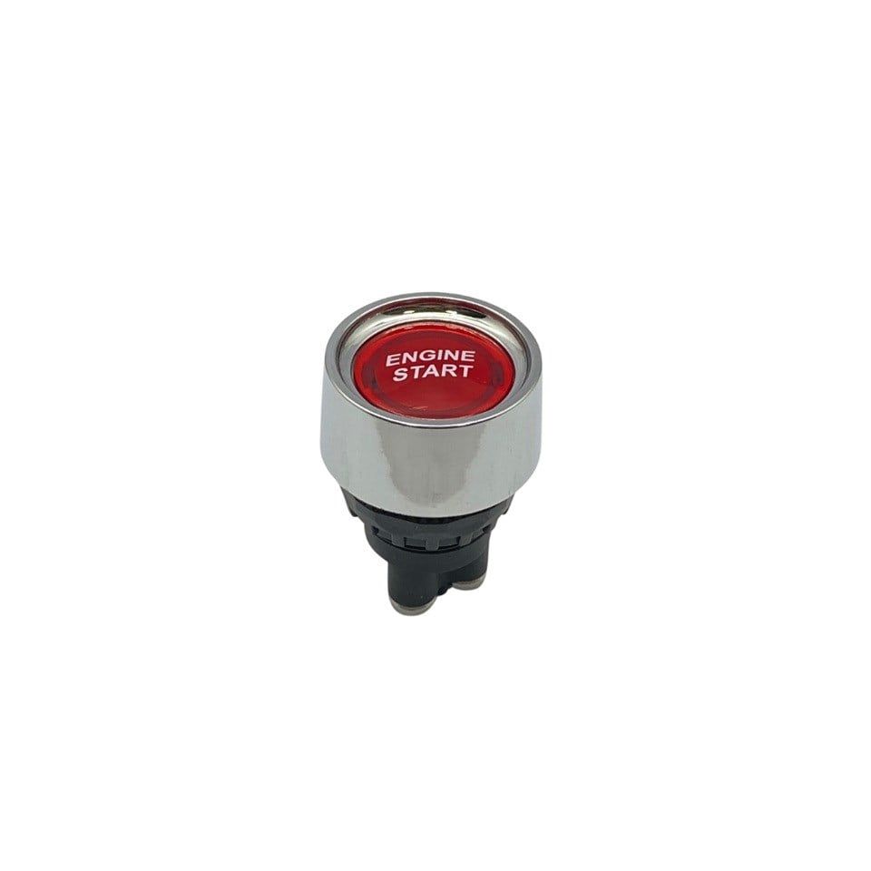 MARŞ BUTONU 3 UCLU VİDALI (ENGINE START BUTON) (22 MM) KROM-KIRMIZI