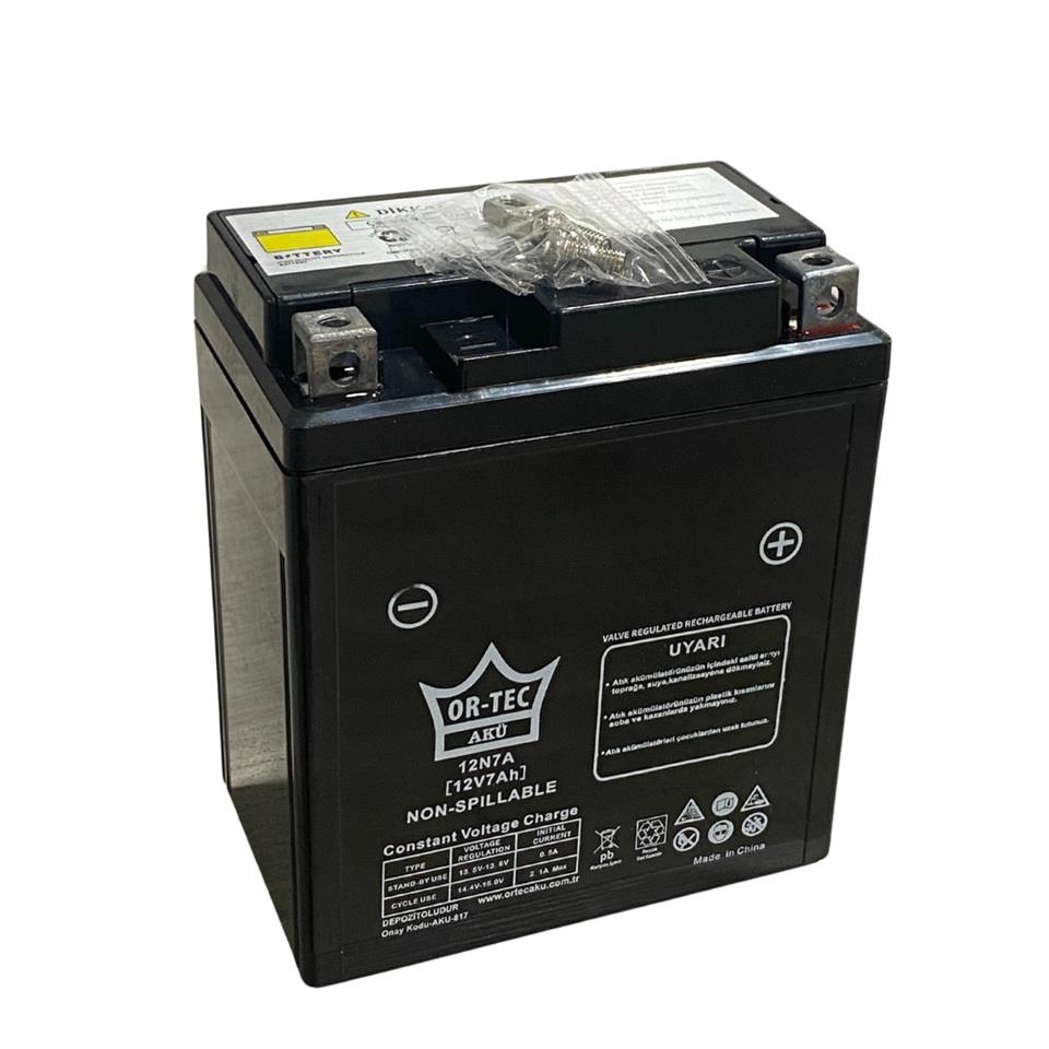 ORTEC 12V 7 AH MOTOSİKLET AKÜSÜ (113*70*132) (12N7A) (YTX7L-BS)
