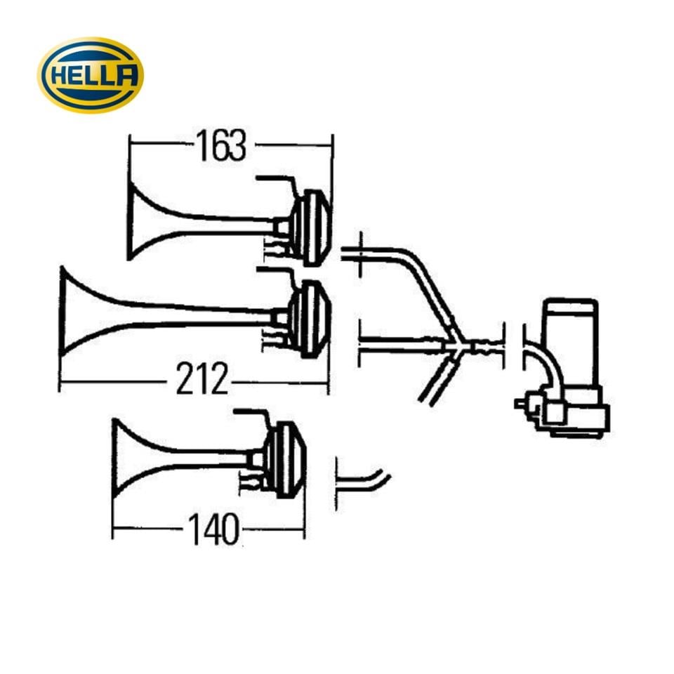 HELLA 12V 3LÜ HAVALI KORNA (KOMPRESÖRLÜ)
