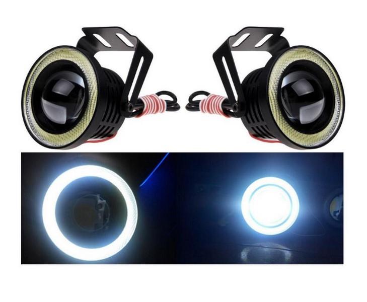 12V SİS LAMBASI MERCEKLİ BEYAZ YUVARLAK LED ANGEL TÜP 89 MM (2 AD)