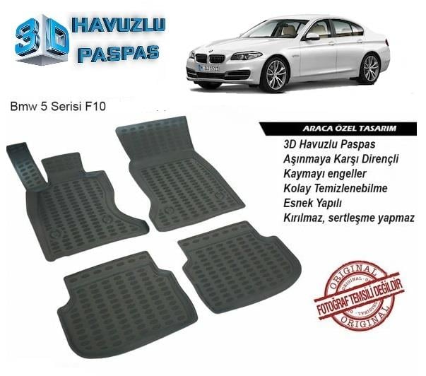 3D ARAÇ PASPASI (SİYAH) (4 PARÇA) BMW 5 SERİSİ (F10 UYUMLU) 2014 > 