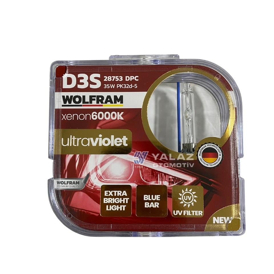 WOLFRAM 12V-24V XENON AMPUL D3S 35W 6000K EKSTRA PARLAK IŞIK (2 AD)