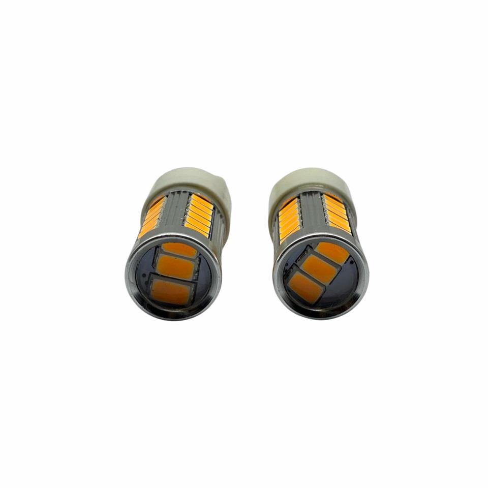 12V 1016 AMPUL DİPSİZ T20 33 LEDLİ SARI (MERCEKLİ) (2 AD)