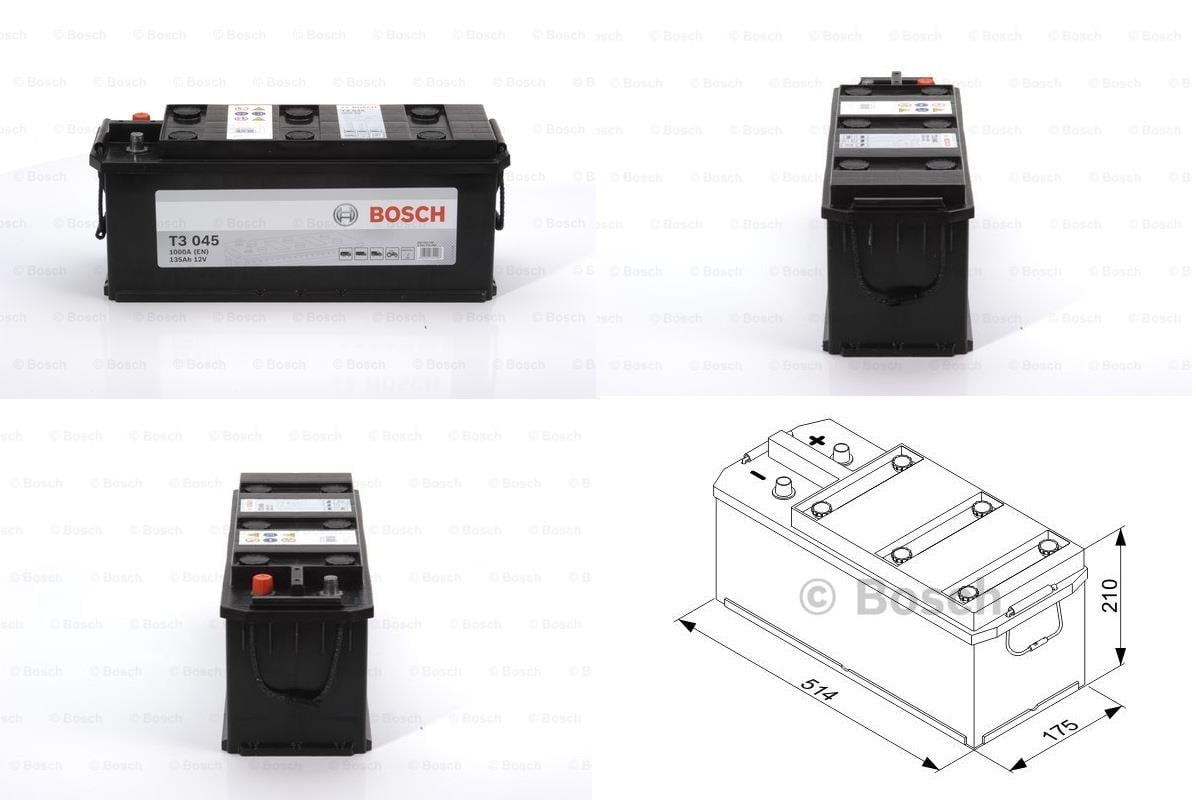 BOSCH 12V 135 AH AKÜ 1000 A (EN) (T3 045) (513*175*210) (BAKIMLI)