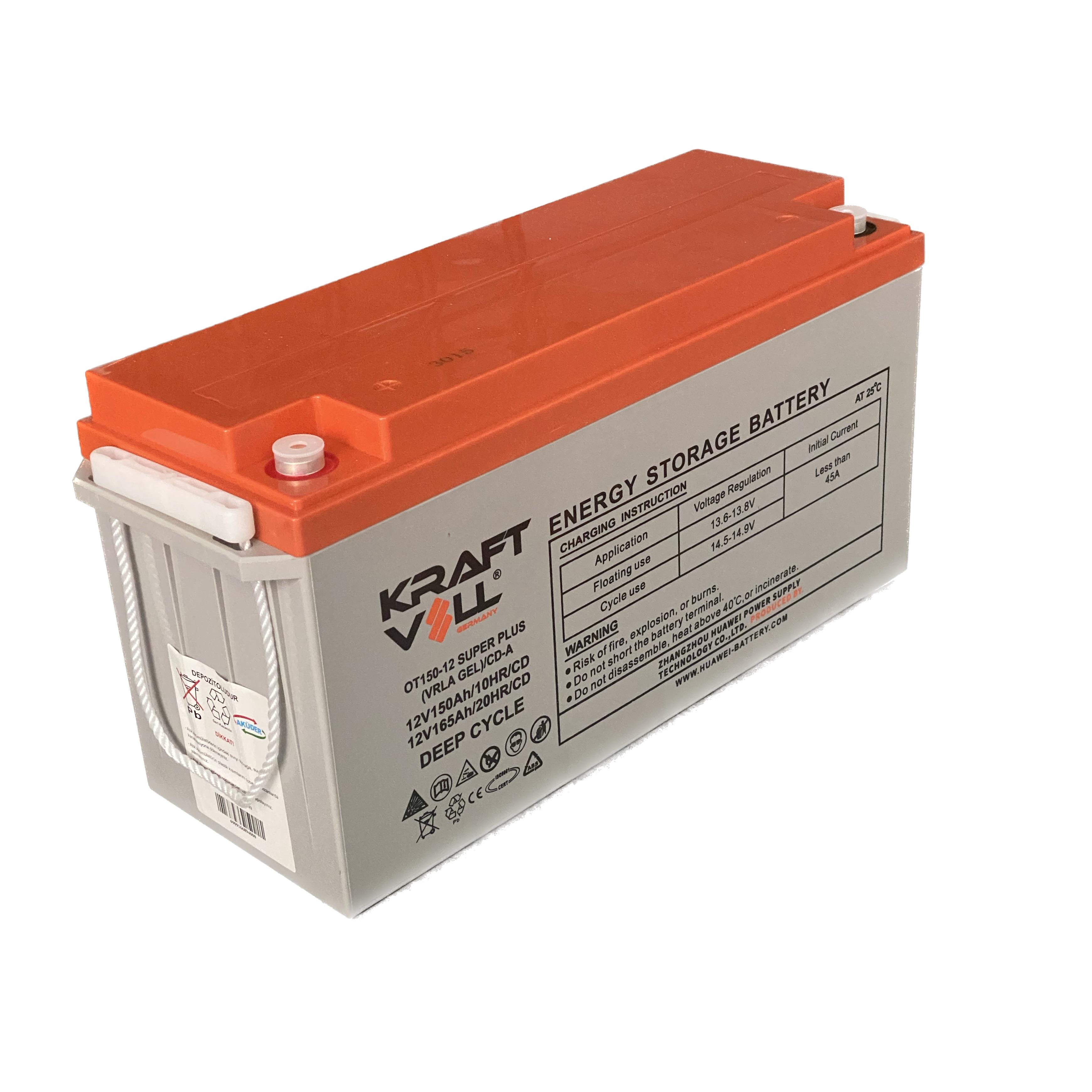 KRAFTVOLL 12V 150 AH/165 AH DEEP CYCLE JEL AKÜ (450*170*240) (44 KG)