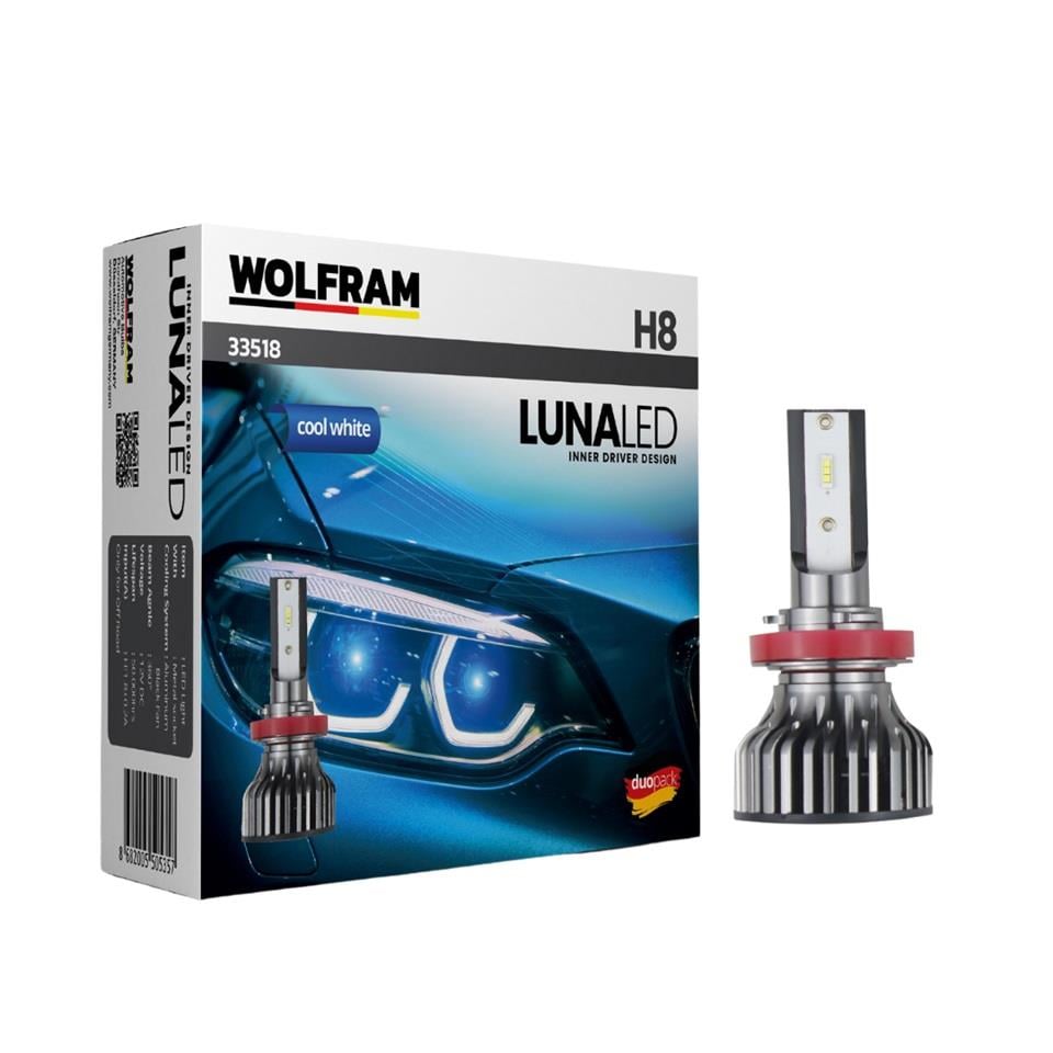WOLFRAM 12V H8 CSP LED XENON FAR AMPUL SETİ 6500K LUNA SERİSİ GERMANY