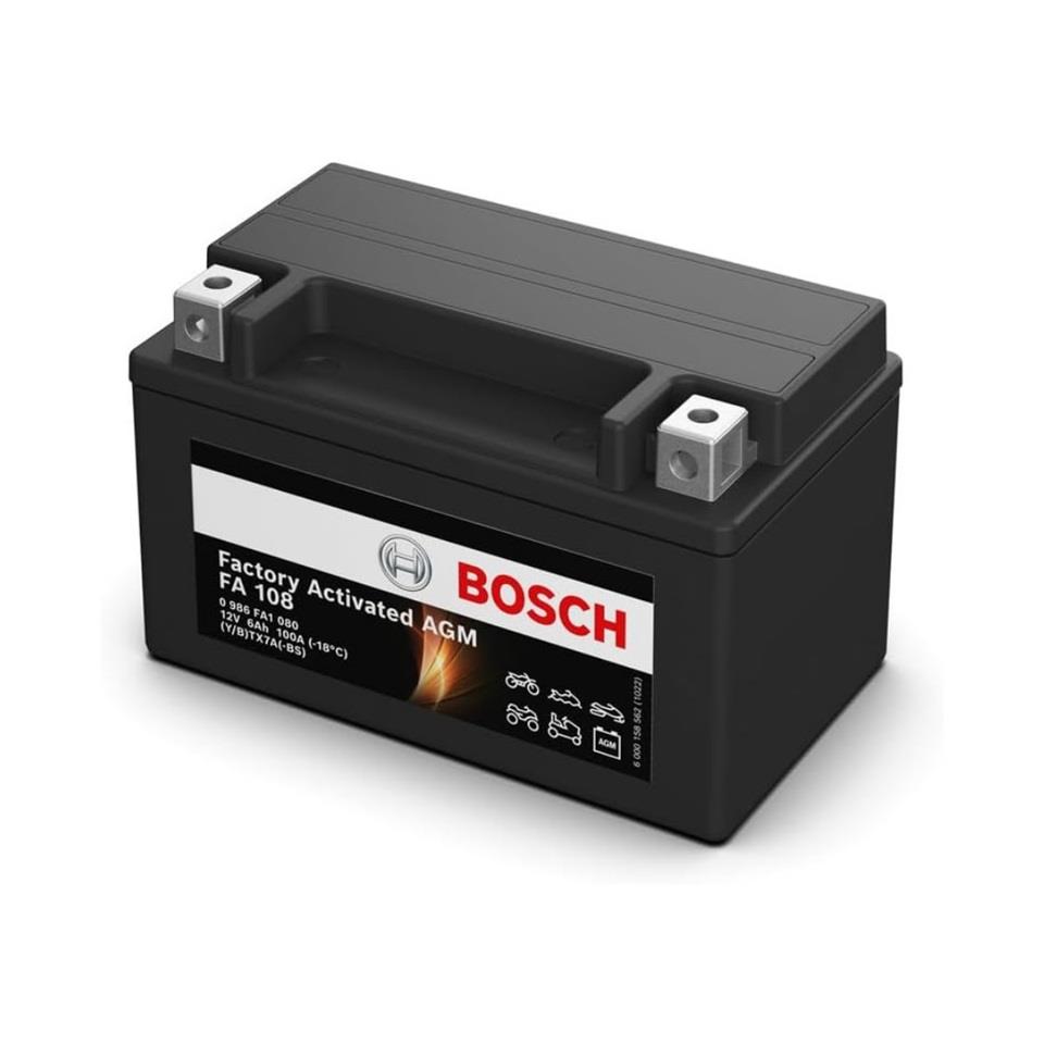 BOSCH 12V 6 AH MOTOSİKLET AKÜSÜ AGM 100 A (EN) (150*87*93) (YTX7A-BS) (TERS)
