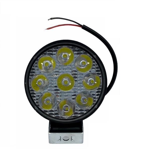12V-24V OFF-ROAD MOTOSİKLET LAMBA YUVARLAK BEYAZ 27W (9 LEDLİ) (82*82 MM)