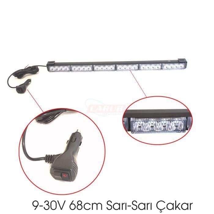 9V-30V ÇAKAR LED LAMBA OFF-ROAD (32 LEDLİ) (FONKSİYONLU) (SARI-SARI) (68 CM)