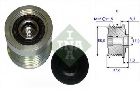 INA ALTERNATÖR KASNAK RULMANLI 6-KANAL (TERS DİŞ) VOLVO C70/S40/S60/S70/S80/V70/XC70 1997-2007