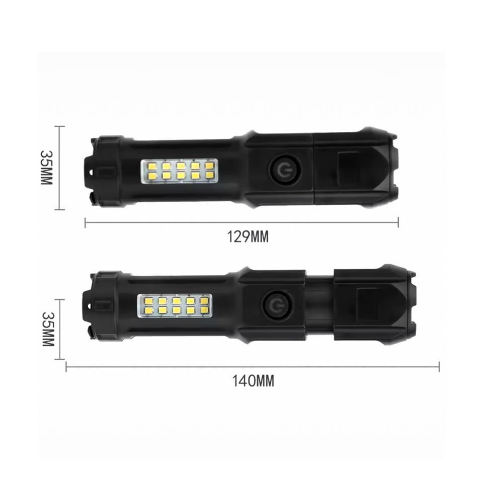 EL FENERİ COB LED (4 FONKSİYONLU-ZOOMLU) (USB ŞARJLI) (POWERBANK ÖZELİKLİ) (130*35 MM)