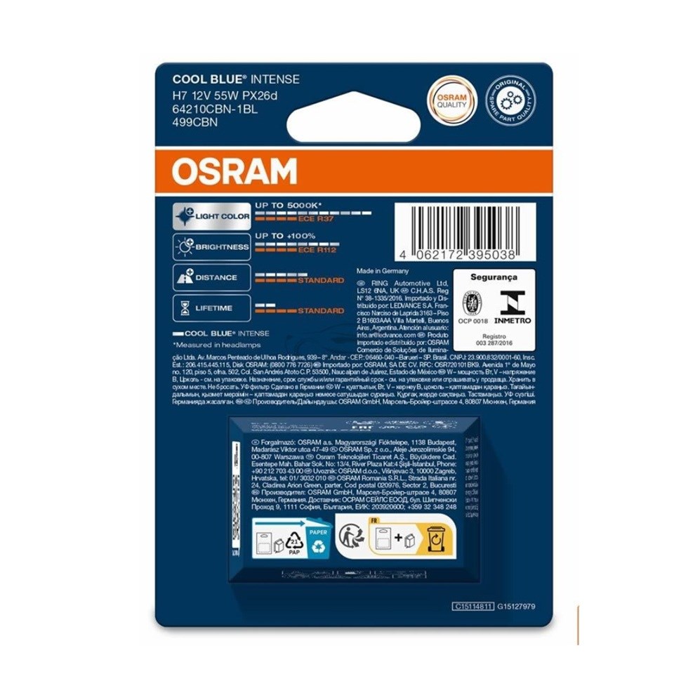 OSRAM 12V H7 AMPUL 55W 5000K COOL BLUE INTENSE (BEYAZ IŞIK)