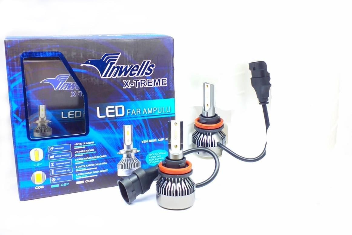INWELLS 12V-24V H11 CSP LED XENON FAR AMPUL SETİ 6000K 10000 LÜMEN
