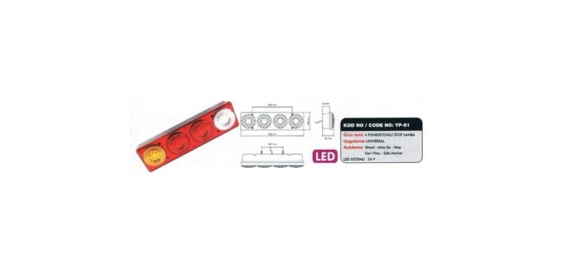 24V STOP LAMBASI (LEDLİ) (4 FONKSİYONLU) (460*120*60 MM)