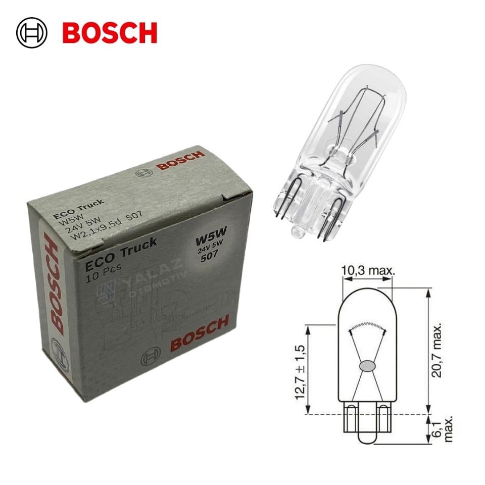 BOSCH 24V DİPSİZ AMPUL T10 5W (10 ADET)