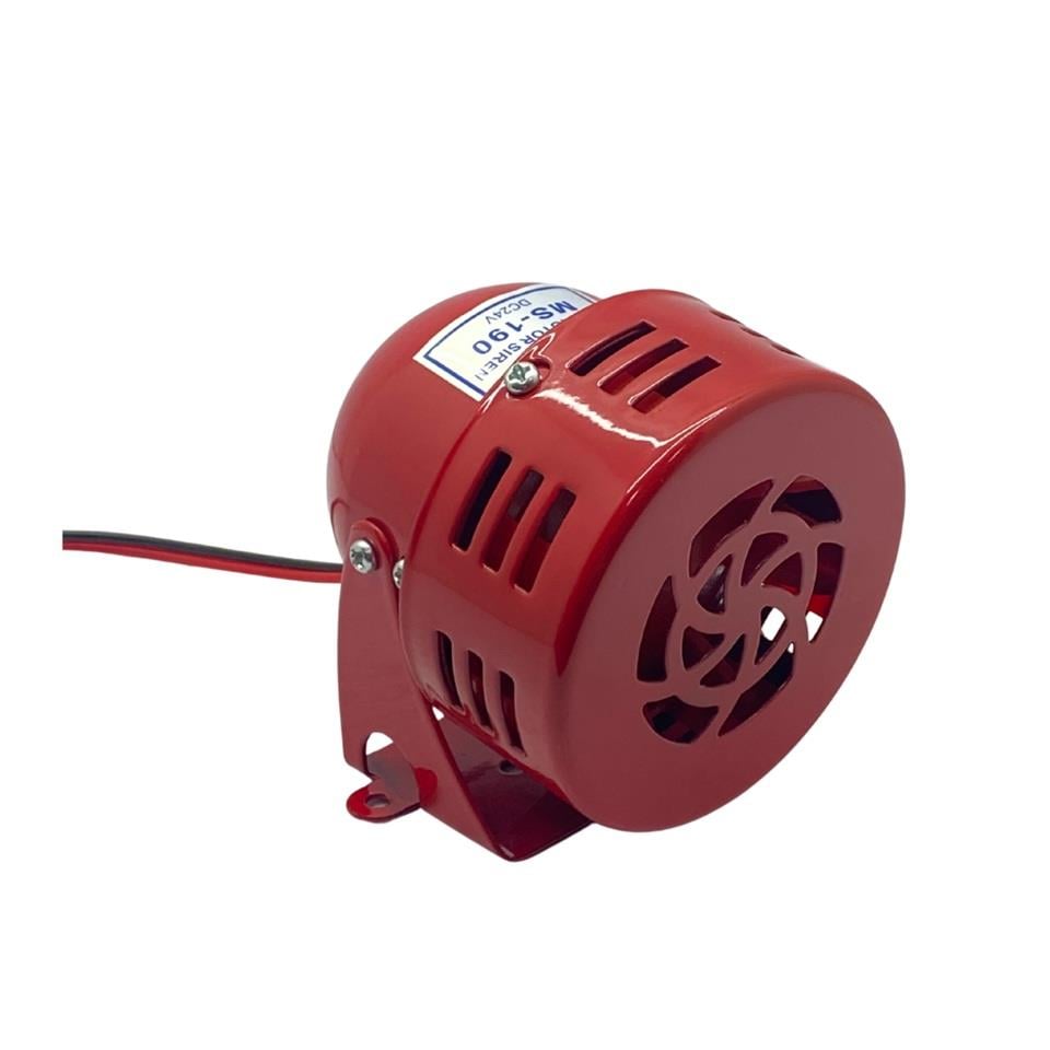 24V MOTORLU SİREN METAL MİNİ (KIRMIZI) (110-130 dB) (75 MM)