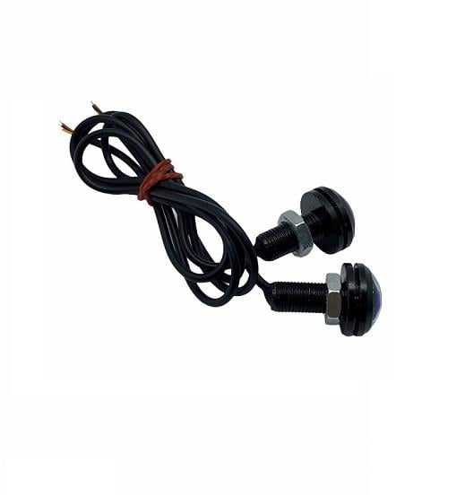 12V GÜNDÜZ SÜRÜŞ LEDİ YUVARLAK SARI-BEYAZ (2 LEDLİ) CIVATALI (MERCEKLİ) (18 MM) (2 AD)