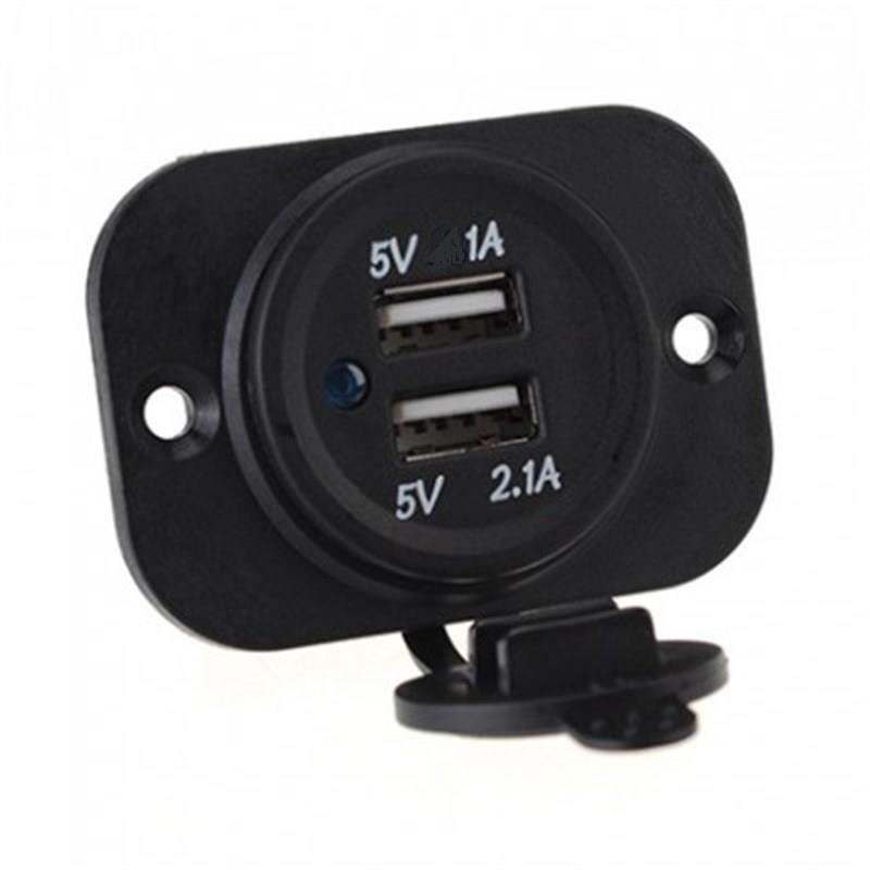 12V-24V TELEFON ŞARJ CİHAZI (USB X 2) (1A/2.1A) (KAPAKLI MARİN)