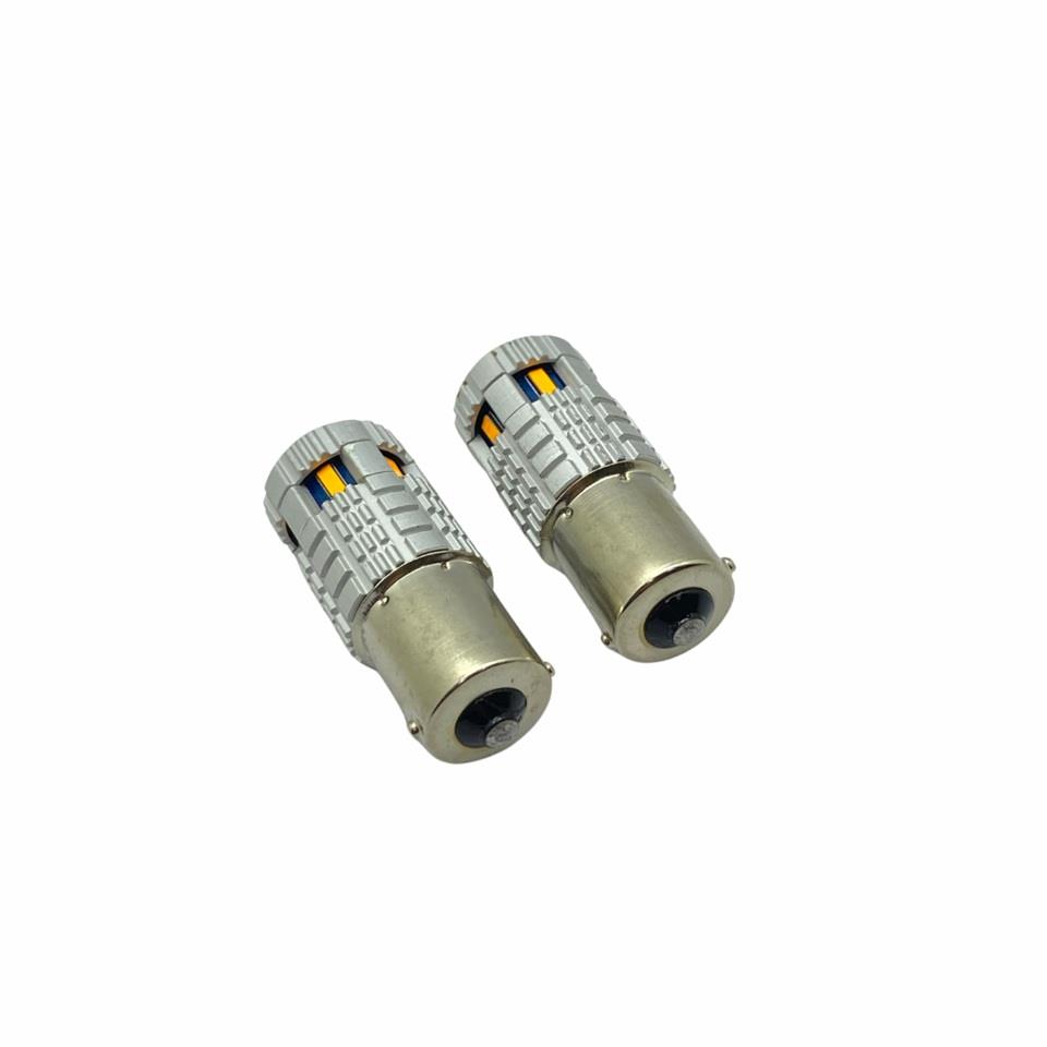 12V-24V 93 AMPUL 6 LEDLİ SARI CANBUS DÜZ TIRNAK (BA15s) (2 AD)