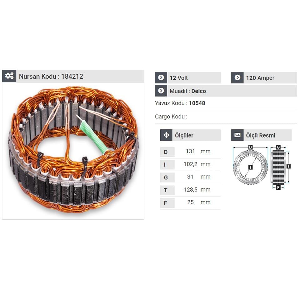 12V ALTERNATÖR STATÖR DELCO TİPİ 120 A (4 UÇLU) HYUNDAI SONATA-KIA SORENTO
