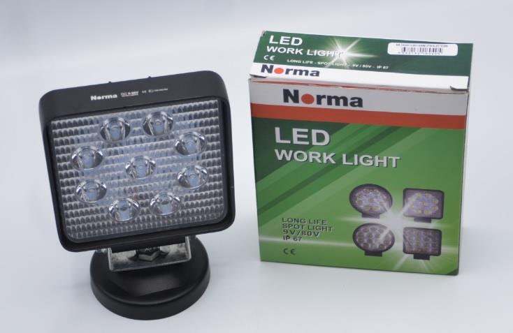 9V-80V ÇALIŞMA LAMBASI KARE (9 X 3W POWER LEDLİ) (KALIN CAM) (108*108 MM)