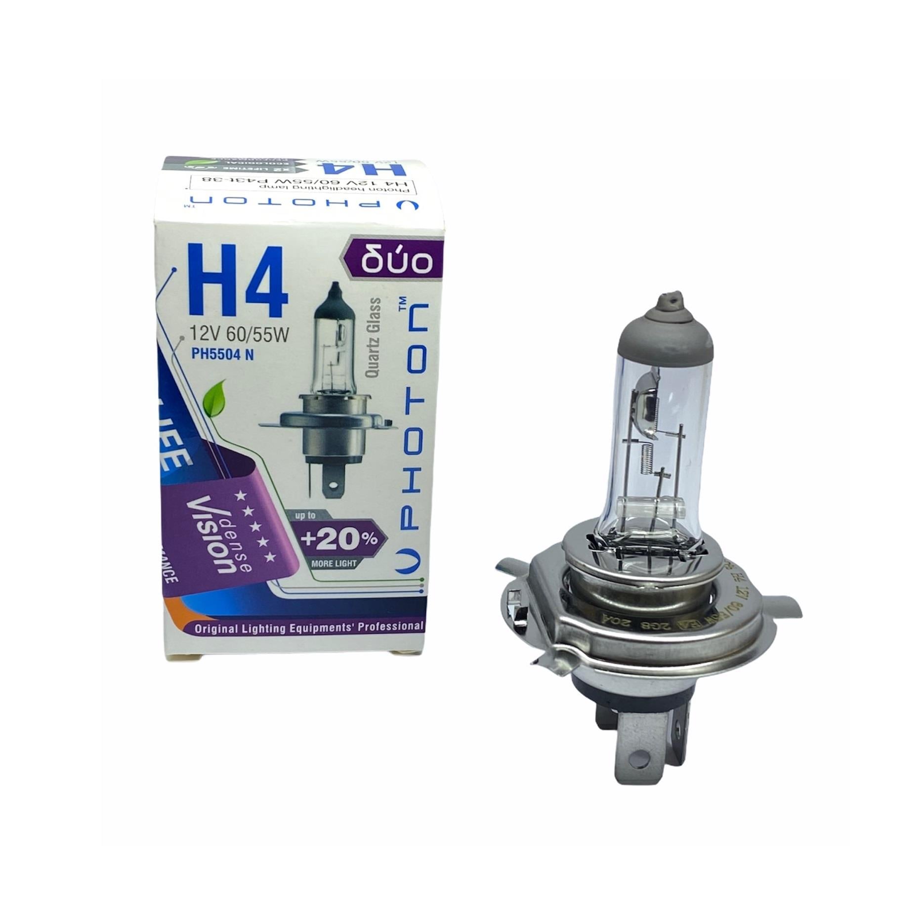 PHOTON 12V H4 AMPUL 60/55W 43T +%20 FAZLA IŞIK LONG LIFE