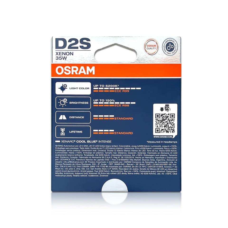 OSRAM 12V-85V XENON AMPUL D2S 35W 6200K COOL BLUE INTENSE (BEYAZ IŞIK) (2 AD)