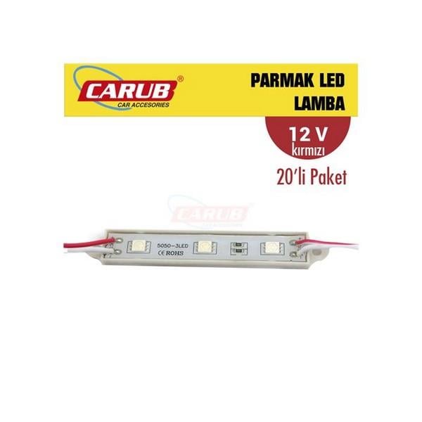 12V PARMAK LAMBA 3-LEDLİ KABLOLU KIRMIZI (76*13 MM)