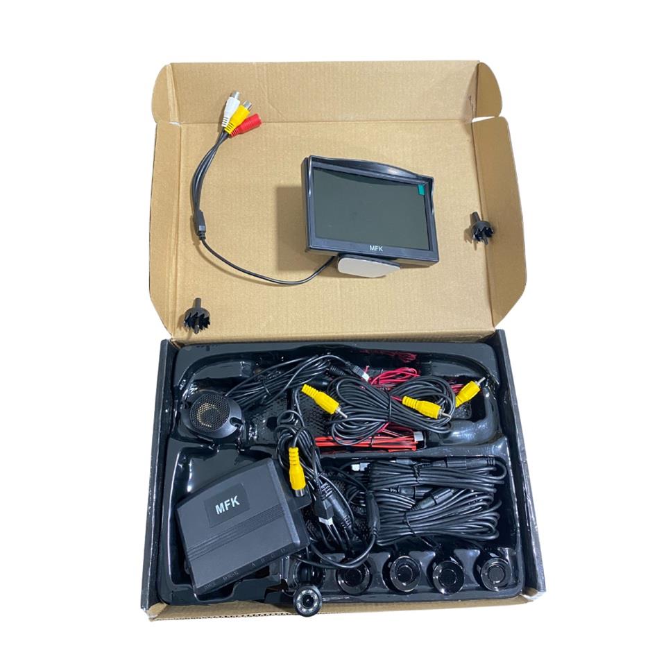 12V PARK SENSÖRÜ SES İKAZLI (SES AYARLI) 22 MM SİYAH+22 MM GECE GÖRÜŞLÜ KAMERA+4.3