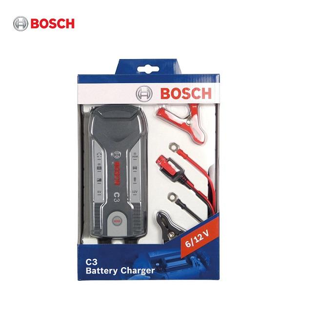 BOSCH 6V-12V ŞARJ REDRESÖRÜ (AKÜ ŞARJ CİHAZI) OTOMATİK C3 (6V-0.8 A / 12V-3.8 A) (+AGM)