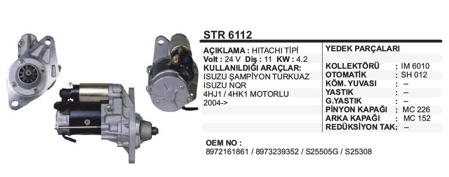24V MARŞ MOTORU 11 DİŞ 4.2 KW (2 KULAK) ISUZU TURKUAZ/ROYBUS
