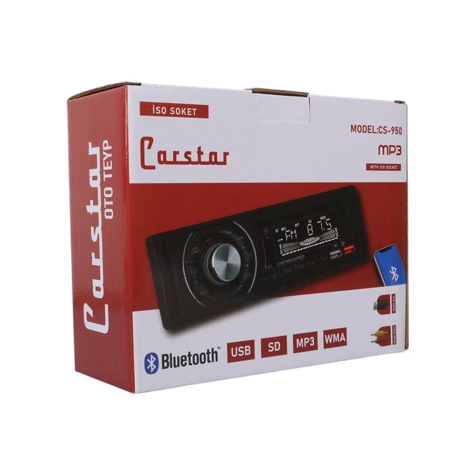 OTO TEYP-RADYO AUX/BLUETOOTH/MP3/SD KART/USB X 2 ŞARJ (UZAKTAN KUMANDALI) (7 RENKLİ)