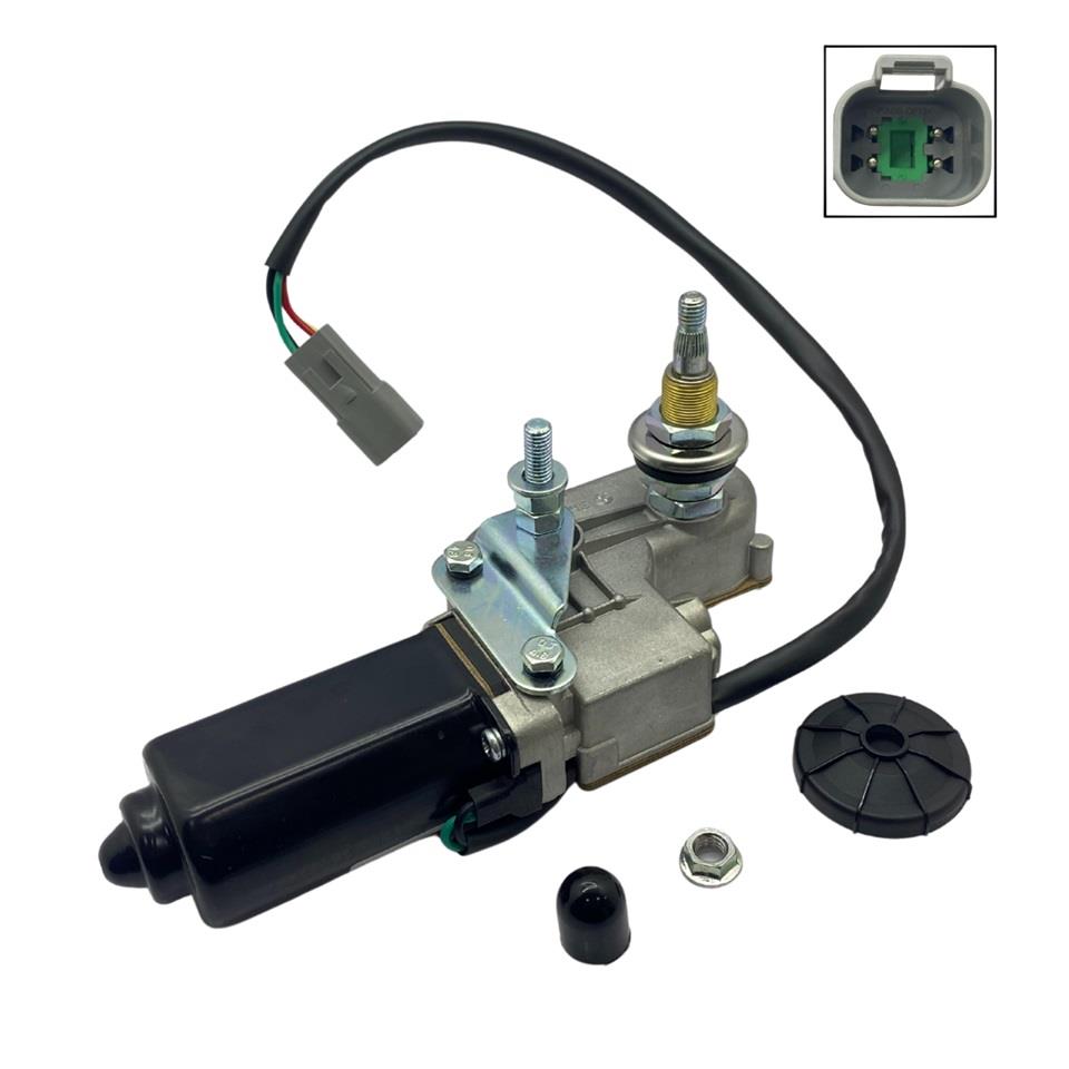 12V SİLECEK MOTORU TEK MİLLİ + SABİT MİL 90° KABİN