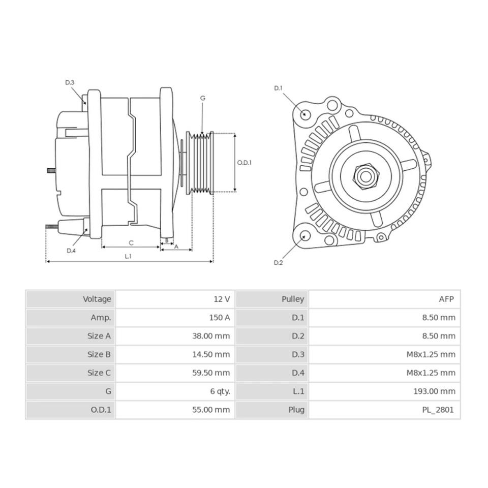 MITSUBISHI 12V ALTERNATÖR DİNAMO 150 A (LIN) DACIA DUSTER-NISSAN MICRA IV-RENAULT CLIO V