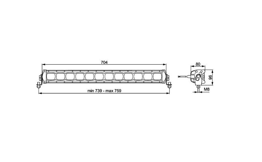 HELLA 12V-24V LED BAR OFF-ROAD TEK SIRA 88W 6500K 5500 LÜMEN (9 LEDLİ) (704 X 86 X 80 MM)