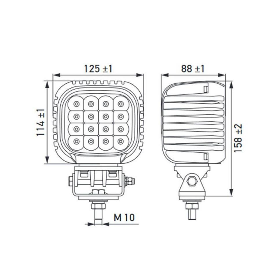 HELLA 12V-48V ÇALIŞMA LAMBASI S5000 KARE 5000 LÜMEN (16 LEDLİ) (125*114*88 MM)