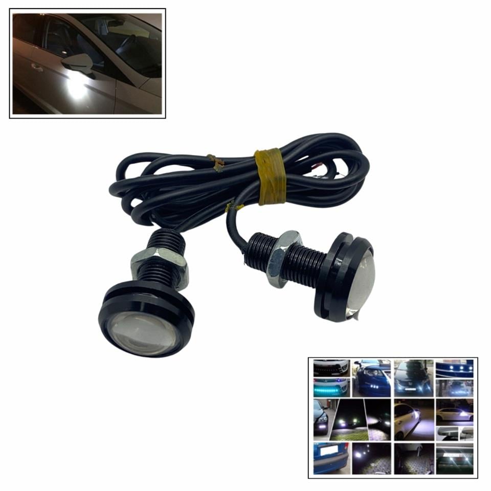 12V GÜNDÜZ SÜRÜŞ-AYNA ALTI LED KIRMIZI (MERCEKLİ) (9/22 MM) (2 AD)