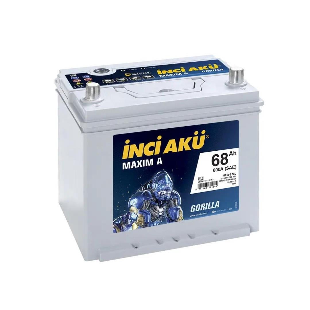 İNCİ 12V 68 AH AKÜ MAXIM A GORILLA 600 A (EN) (232*173*200/225) (YÜKSEK DÜZ)