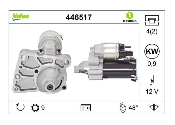VALEO 12V MARŞ MOTORU 9 DİŞ 0.9 KW CITROEN-PEUGEOT BENZİNLİ