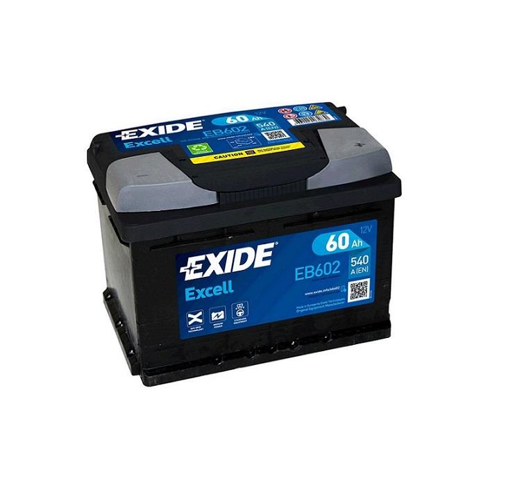 EXIDE 12V 60 AH AKÜ EXCELL 540 A (EN) (242*175*175) (ALÇAK)