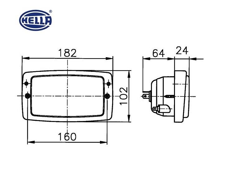 HELLA FAR DİKDÖRTGEN H4 (PARKLI) (ÇERÇEVELİ) (182*102 MM) İŞ MAKİNESİ