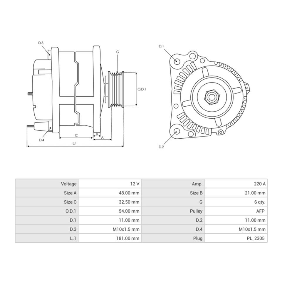 VALEO 12V ALTERNATÖR DİNAMO 220 A (LIN) FORD FOCUS/GALAXY/KUGA/MONDEO/S-MAX/TOURNEO CUSTOM